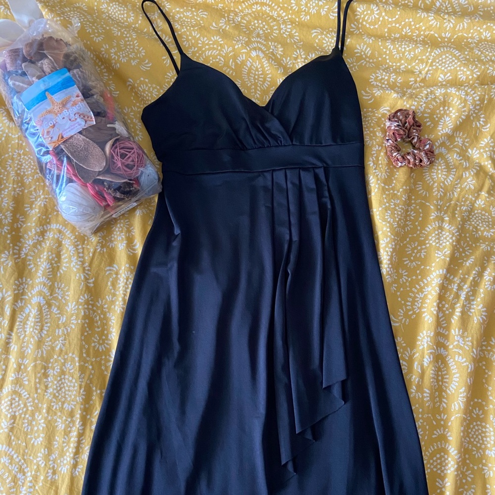 Black satin dress !!